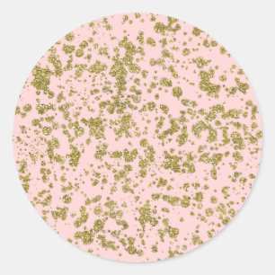 Pink & Gold Glitter Look Glam Modern Splatter Runder Aufkleber