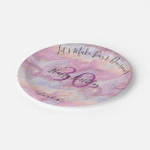 Pink Gold Glitter Marble Agate Geode 30th Birthday Pappteller (Schrägansicht)