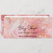 Pink & Gold Glitter Marbled Gift Certificate Card Einladung (Vorne/Hinten)