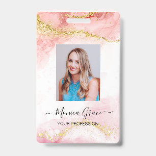 Pink Gold Glitter Marmor Achat Logo Firmenausweis Ausweis