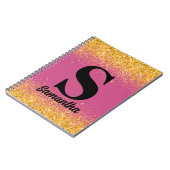 Pink Gold Glitter monogrammiert Notizblock (Linke Seite)