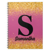 Pink Gold Glitter monogrammiert Notizblock (Vorderseite)