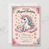 Pink & Gold Glitter Party Einladung (Vorderseite)