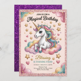 Pink & Gold Glitter Party Einladung