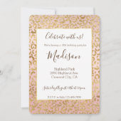 Pink Gold Glitz Sparkle Leopard Print Einladung (Vorderseite)
