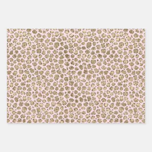 Pink Gold Glitz Sparkle Leopard Print Geschenkpapier Set (Vorderseite 3)