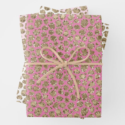 Pink Gold Glitz Sparkle Leopard Print Geschenkpapier Set (Beispiel)