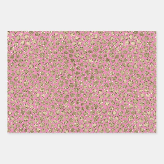 Pink Gold Glitz Sparkle Leopard Print Geschenkpapier Set (Vorderseite)