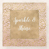 Pink Gold Glitz Sparkle Leopard Print Glasuntersetzer (Vorderseite)