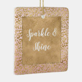Pink Gold Glitz Sparkle Leopard Print Keramikornament (Rechts)