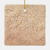 Pink Gold Glitz Sparkle Leopard Print Keramikornament (Rückseite)