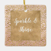 Pink Gold Glitz Sparkle Leopard Print Keramikornament (Vorderseite)