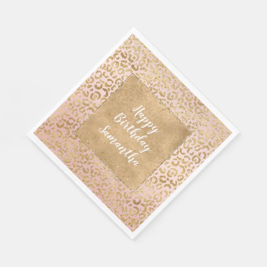Pink Gold Glitz Sparkle Leopard Print Serviette (Ecke)