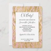 Pink Gold Glitz Sparkle Zebra Baby Dusche Einladung (Vorderseite)