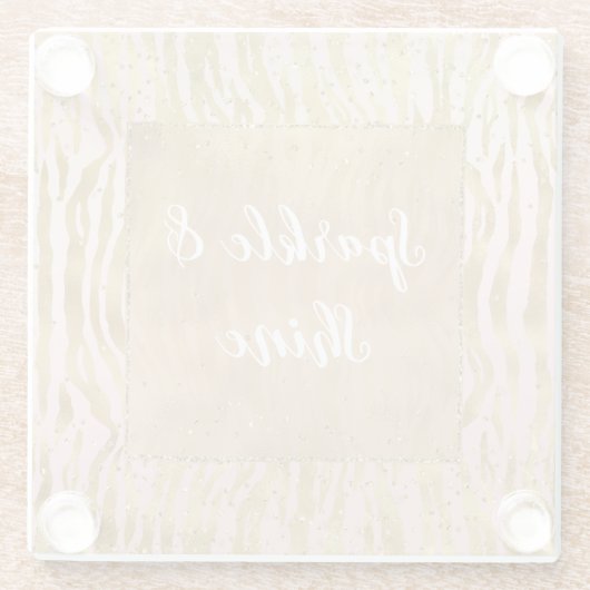 Pink Gold Glitz Sparkle Zebra Print Glasuntersetzer (Rückseite)