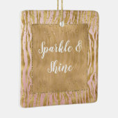 Pink Gold Glitz Sparkle Zebra Print Keramikornament (Rechts)