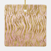 Pink Gold Glitz Sparkle Zebra Print Keramikornament (Rückseite)