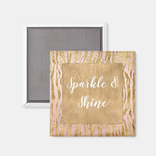 Pink Gold Glitz Sparkle Zebra Print Magnet (Vorderseite/Rückseite)