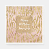 Pink Gold Glitz Sparkle Zebra Print Serviette (Vorderseite)