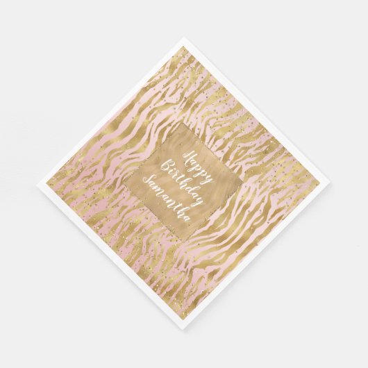 Pink Gold Glitz Sparkle Zebra Print Serviette (Ecke)