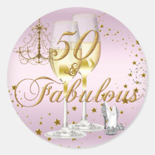 Pink Gold Glitzer 50 & Fantastischer Geburtstagsau Runder Aufkleber
