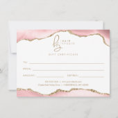 Pink Gold Glitzer Agate Business Geschenkgutschein (Rückseite)