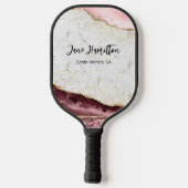 Pink Gold Glitzer Agate Marble Pickleball Paddle (Rückseite)