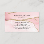 Pink Gold Glitzer Agate Monogram Event Plane Visitenkarte (Rückseite)