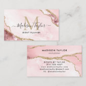 Pink Gold Glitzer Agate Monogram Event Plane Visitenkarte (Vorne/Hinten)
