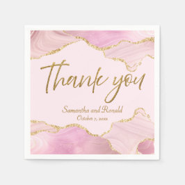 Pink & Gold Glitzer Agate Vielen Dank für Ihre Hoc Serviette