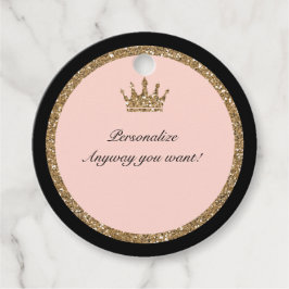 Pink Gold Glitzer & Black Sweet 16 Princess Crown Geschenkanhänger