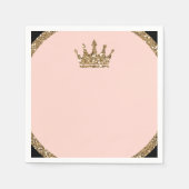 Pink Gold Glitzer & Black Sweet 16 Princess Crown Serviette (Vorderseite)