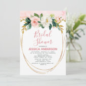 Pink Gold Glitzer Blumenkohl Brautparty Einladung (Stehend Vorderseite)