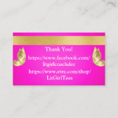 Pink Gold Glitzer Business Card Visitenkarte (Rückseite)