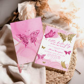 Pink Gold Glitzer Butterfly Baby Dusche Einladung