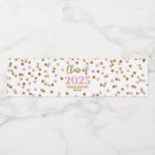 Pink Gold Glitzer Class 2025 Abschluss Wasserflaschenetikett (Einzelnes Label)