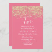 Pink Gold Glitzer Confetti 2. Party Einladung (Vorne/Hinten)