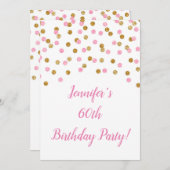 Pink Gold Glitzer Confetti 60 und fabelhaft Einladung (Vorne/Hinten)
