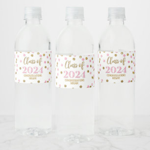 Pink Gold Glitzer Confetti Abschluss Wasserflaschenetikett