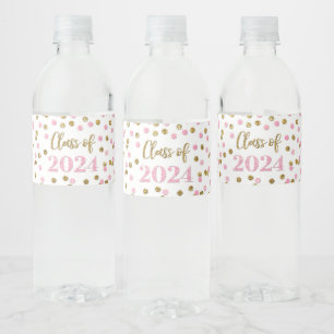 Pink Gold Glitzer Confetti Abschluss Wasserflaschenetikett