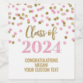 Pink Gold Glitzer Confetti Abschluss Weinetikett (Einzelnes Label)