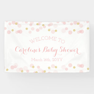 Pink Gold Glitzer Confetti Baby Girl Dusche Banner
