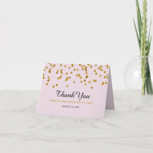 Pink Gold Glitzer Confetti Bachelorette Vielen Dan Dankeskarte (Vorderseite)