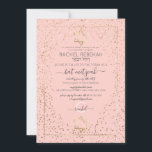 Pink Gold Glitzer Confetti Border Bat Mitzvah Einladung<br><div class="desc">Dieses elegante und luxuriöse Bat Mitzvah lädt zu einem stilvollen und formalen Event ein. Es zeigt Imitate gedruckt funkelnd Gold Glitzer Konfetti, die um und auf einem dünnen goldenen Rechteck Rand gestreut und rot rosa Hintergrund mit Sternen von David. Es ist schick, glamourös, modern, einfach und schön; das beste Design...</div>
