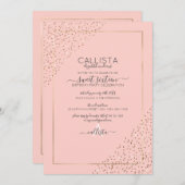 Pink Gold Glitzer Confetti Corners Sweet 16 Einladung (Vorne/Hinten)