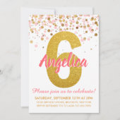 Pink Gold Glitzer Confetti Girl Einladung (Vorderseite)