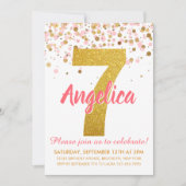 Pink Gold Glitzer Confetti Girl Einladung (Vorderseite)