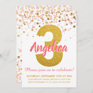 Pink Gold Glitzer Confetti Girl Einladung