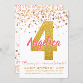 Pink Gold Glitzer Confetti Girl Einladung