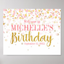 Pink Gold Glitzer Confetti Herzlich Willkommen Geb